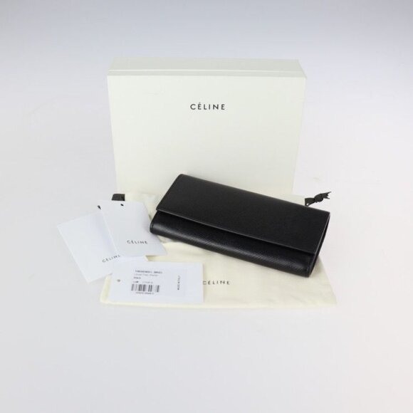 Celine Large Flap Wallet Bifold Wallet 10 B563 bel Calf Leather Black - Picture 10 of 10